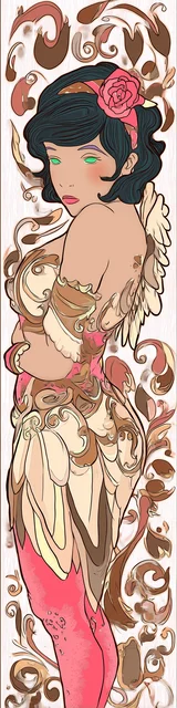 Free angel bookmark featuring an angel with red legs